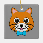 Niedlich Happy Ginger Cat mit Papillon Keramikornament (Vorderseite)