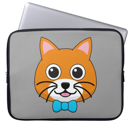 Niedlich Happy Ginger Cat mit Papillon Laptopschutzhülle (Vorderseite)
