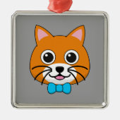 Niedlich Happy Ginger Cat mit Papillon Ornament Aus Metall (Vorne)