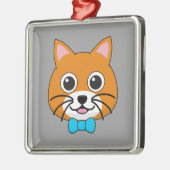 Niedlich Happy Ginger Cat mit Papillon Ornament Aus Metall (Links)