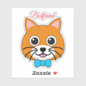 Niedlich Happy Ginger Cat mit Papillon | Personali Aufkleber (Blatt)