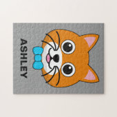 Niedlich Happy Ginger Cat mit Papillon | Personali Puzzle (Horizontal)