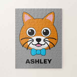 Niedlich Happy Ginger Cat mit Papillon   Personali Puzzle