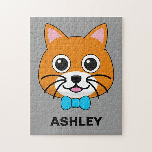 Niedlich Happy Ginger Cat mit Papillon | Personali Puzzle (Vertikal)