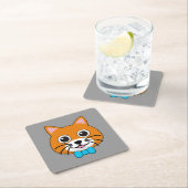 Niedlich Happy Ginger Cat mit Papillon Rechteckiger Pappuntersetzer (Vor Ort)