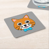 Niedlich Happy Ginger Cat mit Papillon Rechteckiger Pappuntersetzer (angewinkelt)