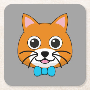Niedlich Happy Ginger Cat mit Papillon Rechteckiger Pappuntersetzer