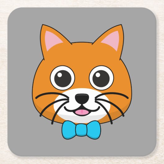 Niedlich Happy Ginger Cat mit Papillon Rechteckiger Pappuntersetzer (Vorderseite)