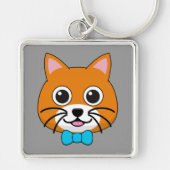 Niedlich Happy Ginger Cat mit Papillon Schlüsselanhänger (Vorne)