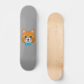 Niedlich Happy Ginger Cat mit Papillon Skateboard (Vorderseite)