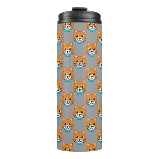 Niedlich Happy Ginger Cat mit Papillon Thermosbecher (Vorderseite)