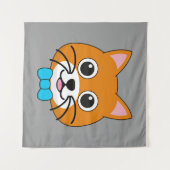 Niedlich Happy Ginger Cat mit Papillon Wandteppich (Vorderseite (Horizontal))