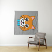 Niedlich Happy Ginger Cat mit Papillon Wandteppich (Beispiel (Horizontal))