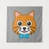 Niedlich Happy Ginger Cat mit Papillon Wandteppich (Vorderseite)