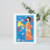 Niedlich Happy Girl Japan Briefmarke Postkarte (Stehend Vorderseite)