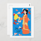 Niedlich Happy Girl Japan Briefmarke Postkarte (Vorne/Hinten)
