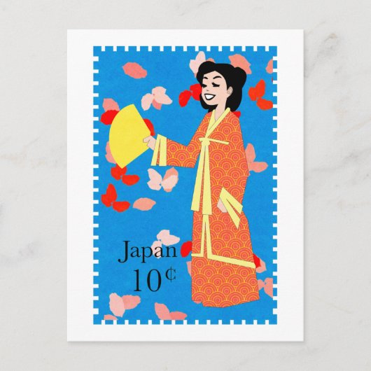 Niedlich Happy Girl Japan Briefmarke Postkarte (Vorderseite)
