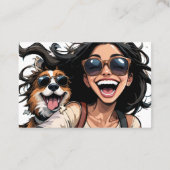 Niedlich Happy Girl Pet Sitter Dog Walker Visitenkarte (Rückseite)