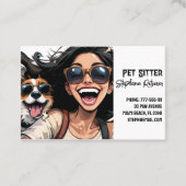 Niedlich Happy Girl Pet Sitter Dog Walker Visitenkarte (Vorderseite)