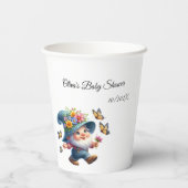 Niedlich Happy Gnome mit Butterfly Baby Dusche Pappbecher (Rückseite)