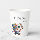 Niedlich Happy Gnome mit Butterfly Baby Dusche Pappbecher (Vorderseite)