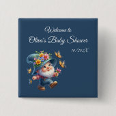 Niedlich Happy Gnome mit Butterfly Baby Showknopf Button (Vorderseite)