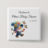 Niedlich Happy Gnome mit Butterfly Baby Showknopf Button (Vorderseite)