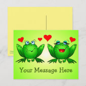 Niedlich Happy Green Cartoon Frogs Custom Message Postkarte (Vorne/Hinten)
