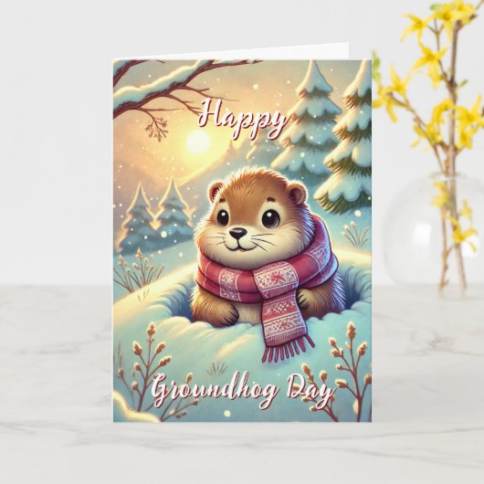 Niedlich Happy Groundhog Day & History Card Karte (Gelbe Blume)