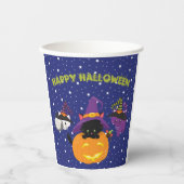 Niedlich Happy Halloween Black Cat Pumpkin Pappbecher (Vorderseite)