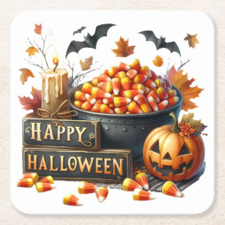 Niedlich Happy Halloween Candy Corn Paper Unterset Rechteckiger Pappuntersetzer