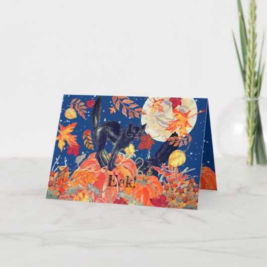 Niedlich Happy Halloween Cat Moon Pumpkin Kid's Karte (Vorderseite)