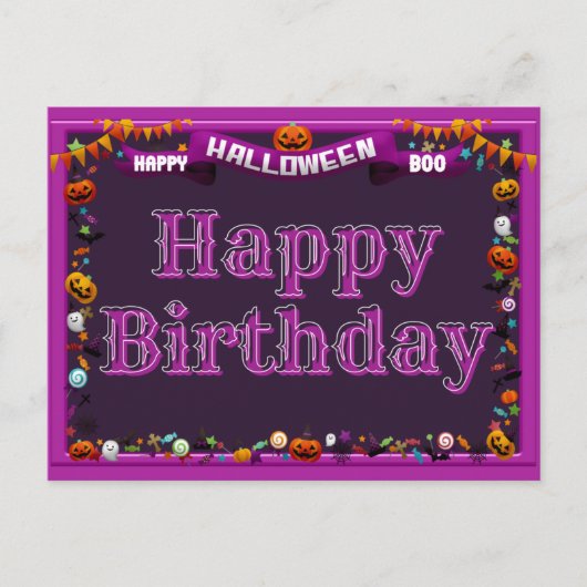 Niedlich Happy Halloween/Geburtstag Postkarte (Vorderseite)