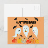 Niedlich Happy Halloween Ghost Bat Pumpkin Postkarte (Vorne/Hinten)