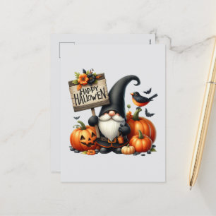 Niedlich Happy Halloween gnome Feiertagspostkarte