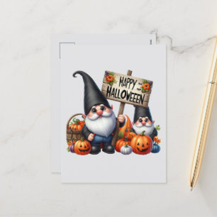 Niedlich Happy Halloween gnome Feiertagspostkarte