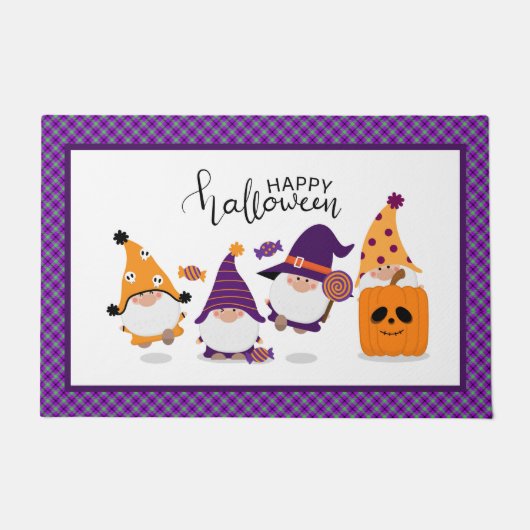Niedlich Happy Halloween Gnome Pumpkin Fall Fußmatte (Vorderseite)