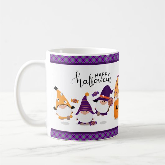 Niedlich Happy Halloween Gnome Pumpkin Fall Kaffeetasse (Links)