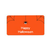Niedlich Happy Halloween Hanging Spider mit Web Adressaufkleber (Vorne)