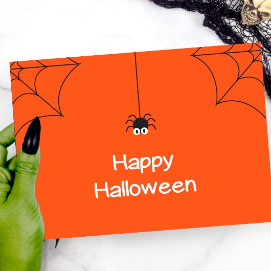 Niedlich Happy Halloween Hanging Spider mit Web Karte