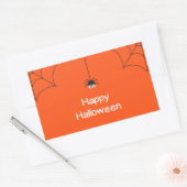 Niedlich Happy Halloween Hanging Spider mit Web Rechteckiger Aufkleber (Umschlag)