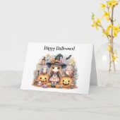 Niedlich Happy Halloween Kawaii Gruß Karte (Gelbe Blume)