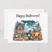 Niedlich Happy Halloween Kawaii Postkarte (Vorne/Hinten)