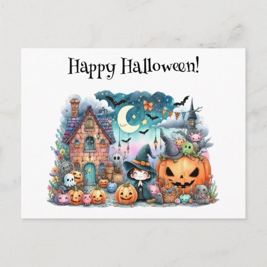 Niedlich Happy Halloween Kawaii Postkarte (Vorderseite)