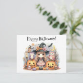 Niedlich Happy Halloween Kawaii Postkarte (Stehend Vorderseite)