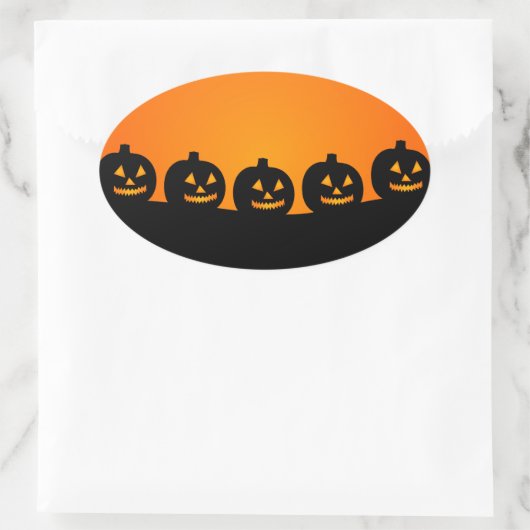 Niedlich Happy Halloween Kürbislaterne Ovaler Aufkleber (Tasche)