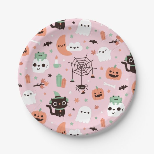 Niedlich Happy Halloween Muster Party PinkPaper Pl Pappteller (Vorderseite)