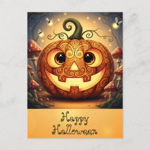 Niedlich Happy Halloween Oktober Orange Pumpkin Postkarte