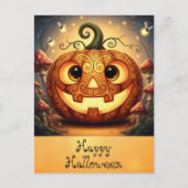 Niedlich Happy Halloween Oktober Orange Pumpkin Postkarte (Vorderseite)