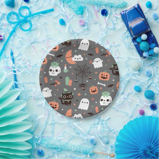 Niedlich Happy Halloween Pattern Party Supplies Pappteller (Party)